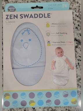 Nested Bean Light Blue Zen Swaddle Bib with Chick Design